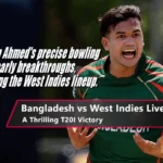 Bangladesh cricket team celebrating their T20I victory over West Indies at Arnos Vale Ground.